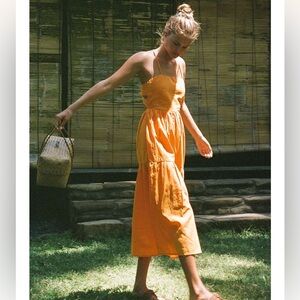 ROVE | Dresses | Rove Joie Midi Dress Mandarin Orange Linen Cotton Womens  Small | Poshmark